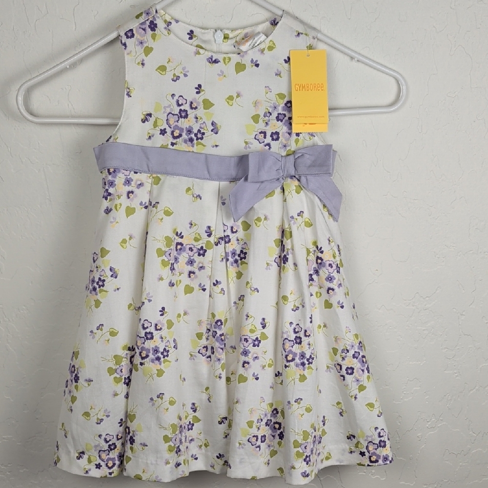 Gymboree White Floral Dress w/Lavender Sash, Tulle & Cover, 12-18 Mo NEW